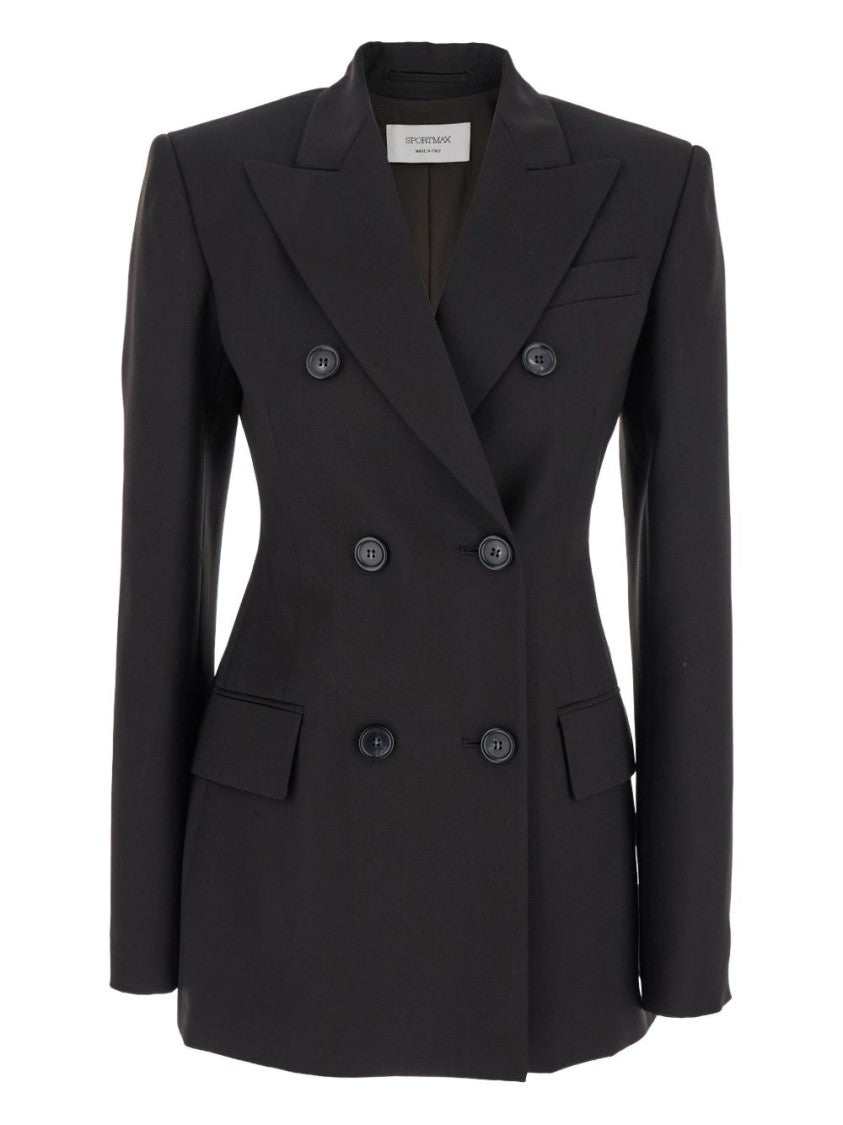 Sportmax Tailored Black Jacket With Peak Lapels And Flap Pockets