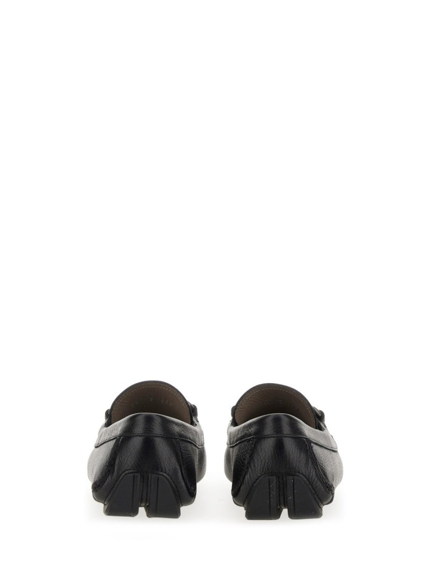 Ferragamo Moccasin Gancini With Textured Calf Leather