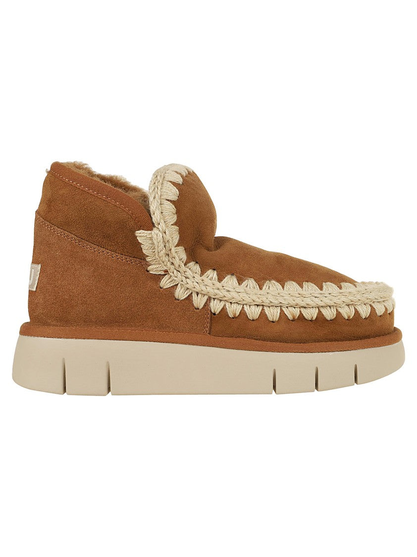 Mou Brown Sheep Skin Ankle Boots