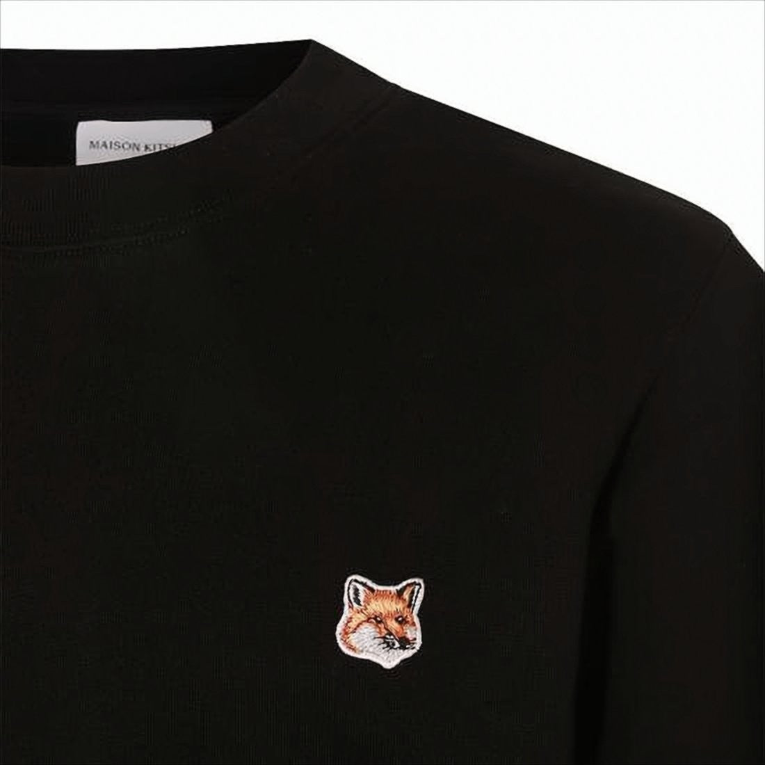Maison Kitsuné Minimalist Long-Sleeve Crew Neck Shirt With Embroidered Emblem