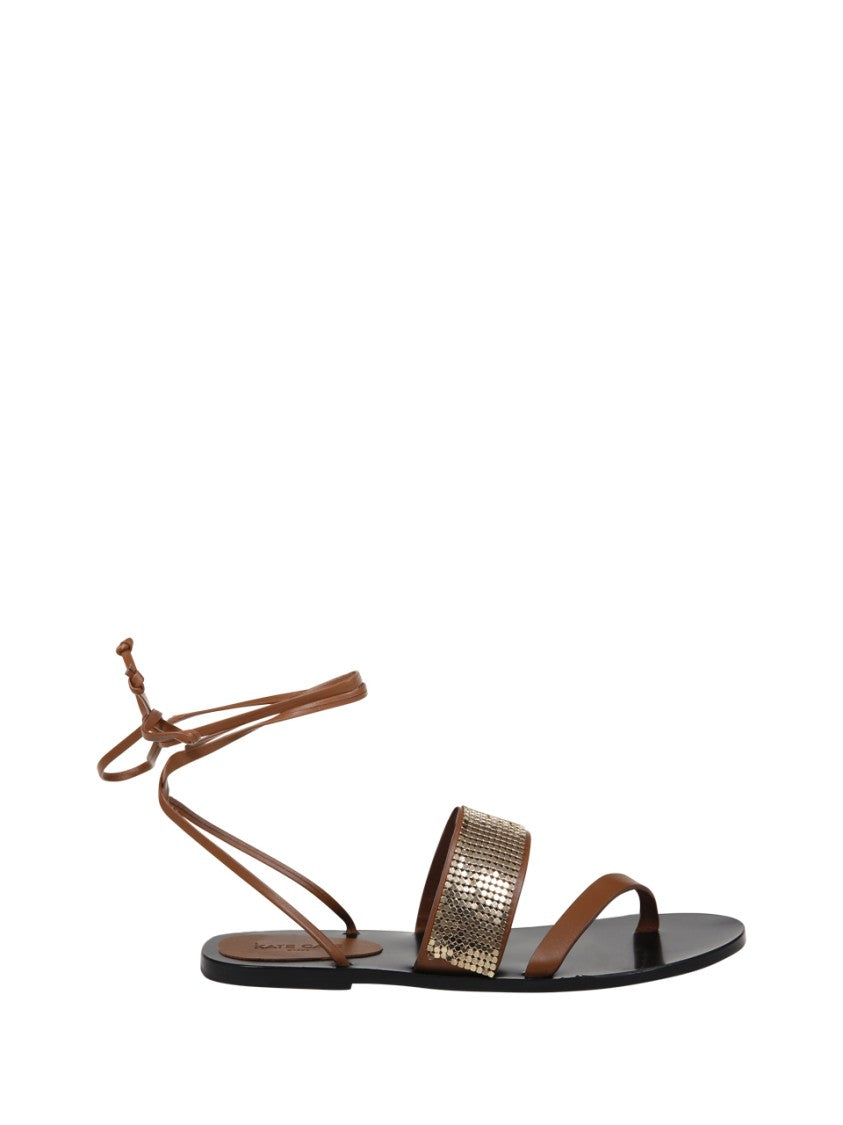 Kate Cate Ayda Crystal Laced Flat Sandal