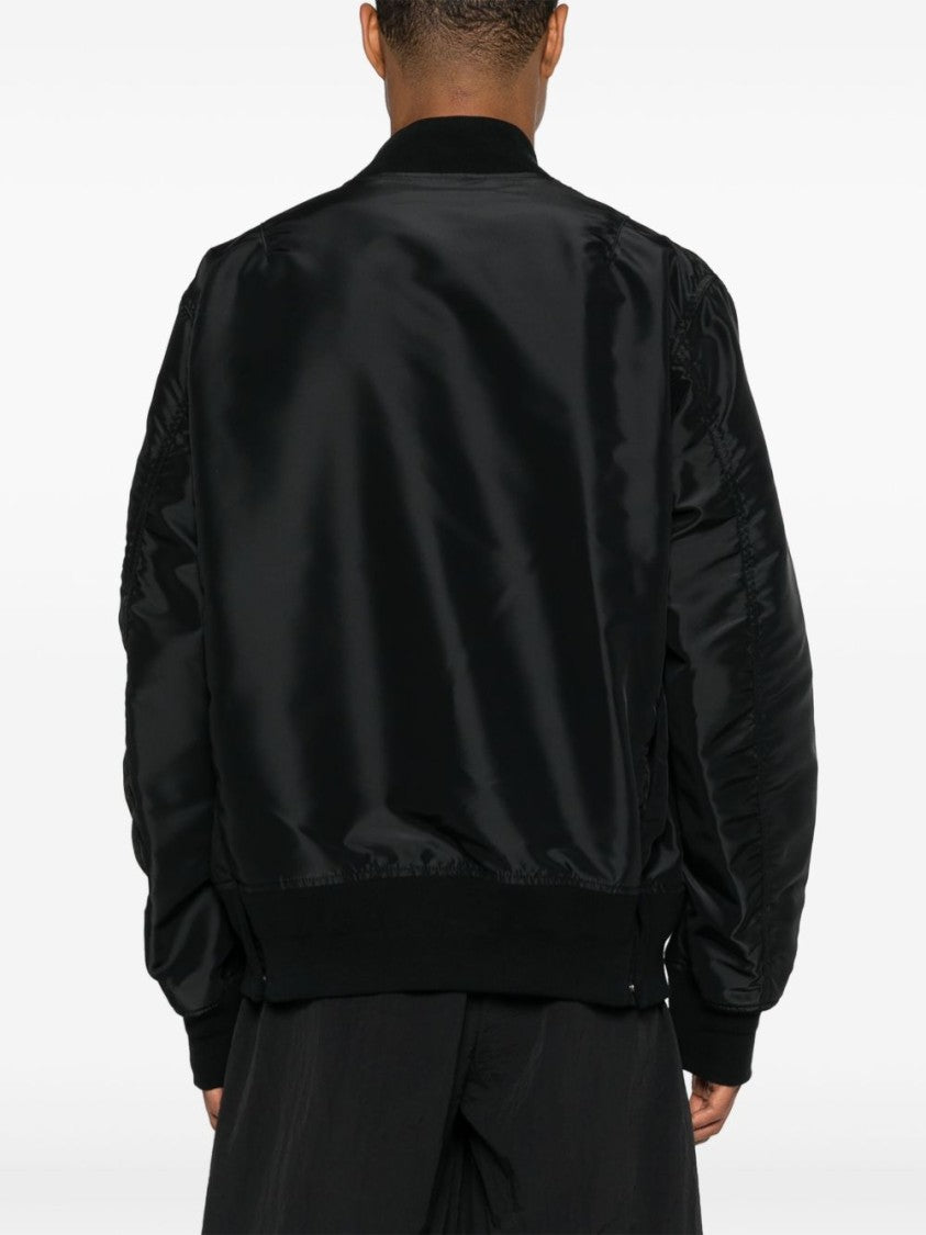 Sacai Shiny Black Bomber Jacket With Functional Pockets