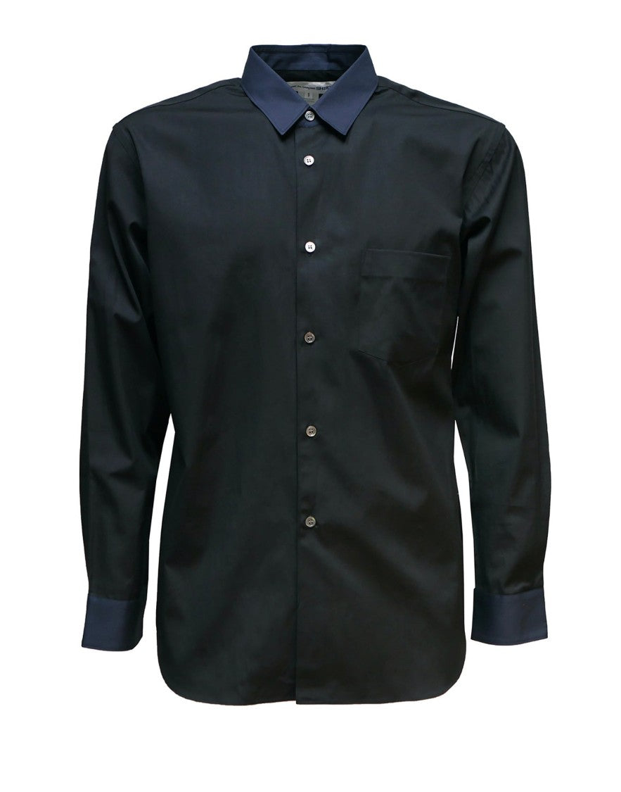 Comme Des Garçons Poplin Shirt With Midnight Blue Collar
