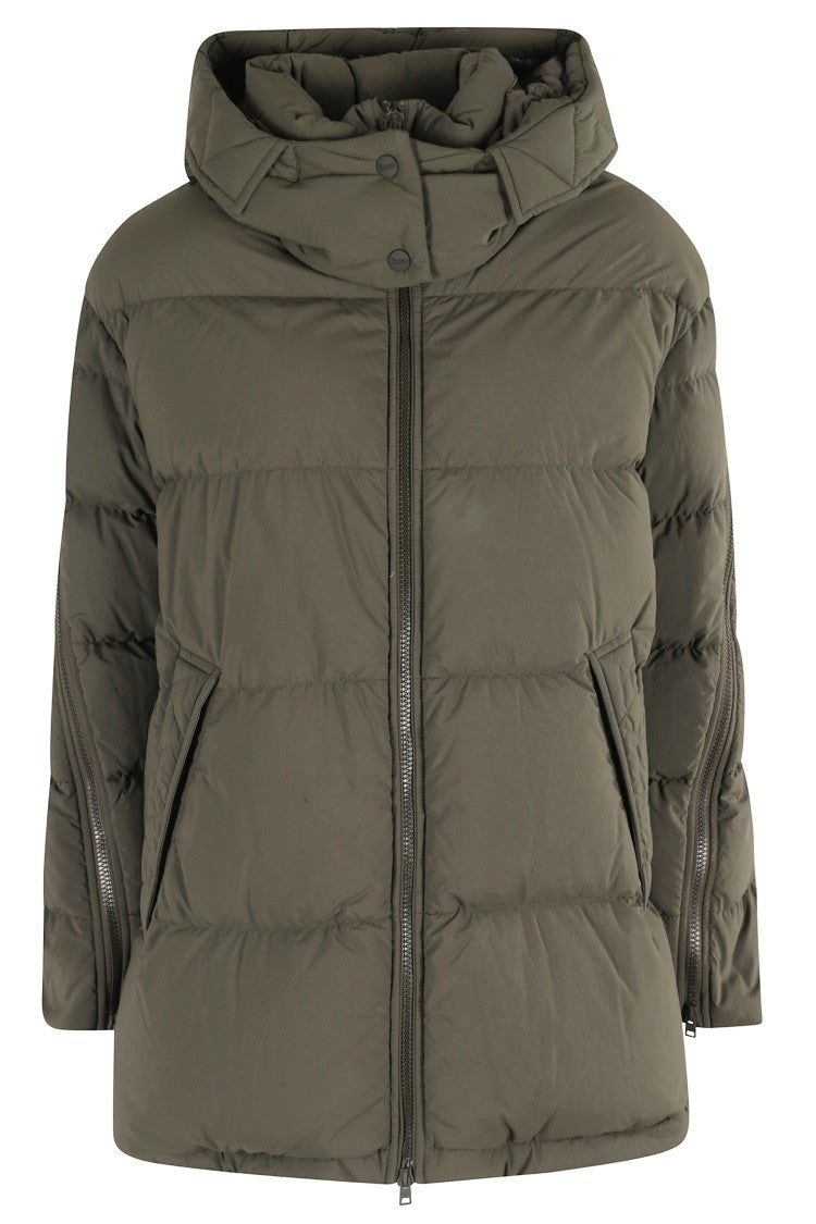 Herno Military Green Down Jacket With Removable Hood