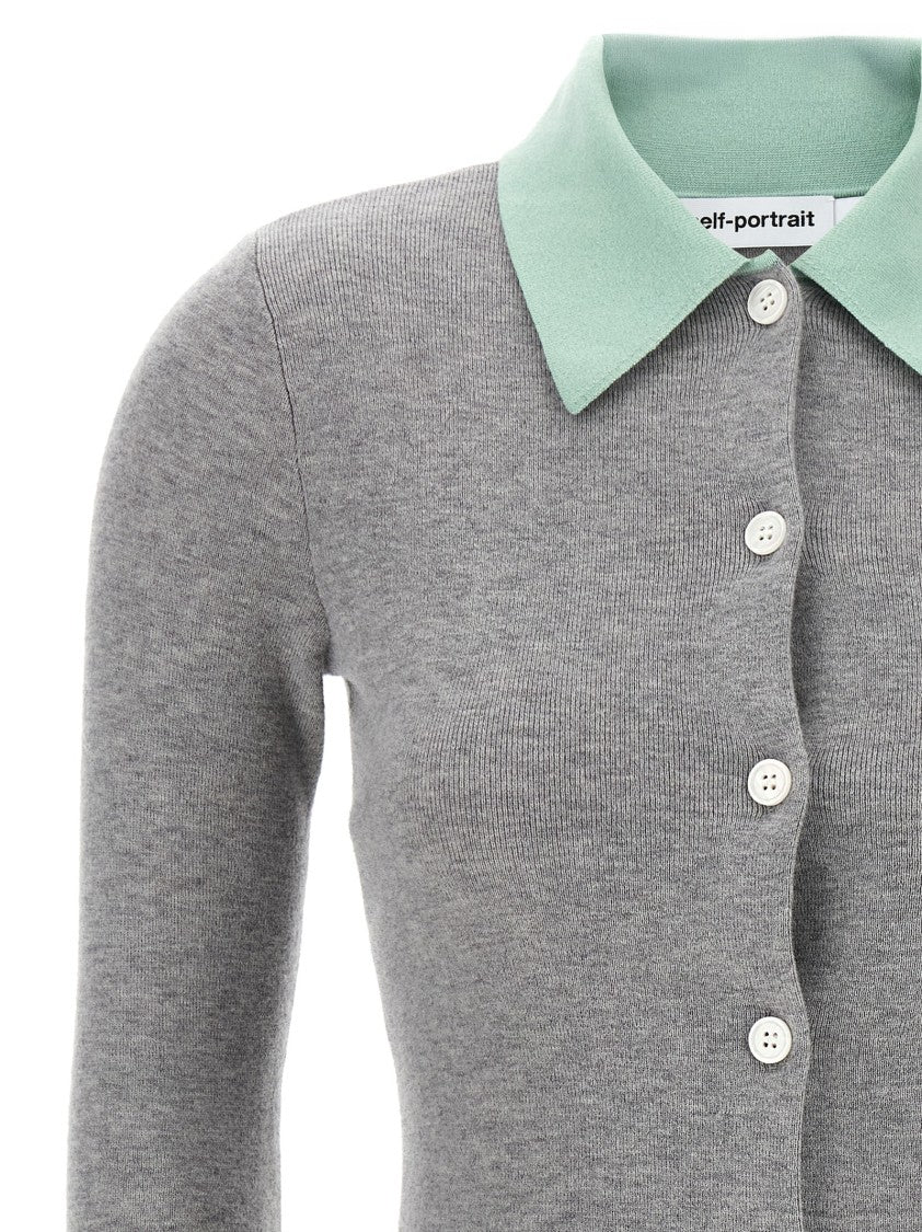 Self-Portrait Grey Merino Wool' Cardigan