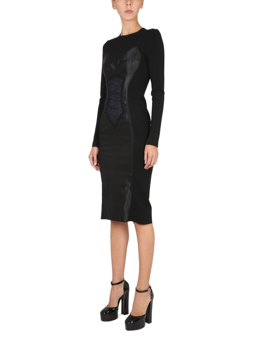 Dolce & Gabbana Corset-Inspired Midi Dress With Satin