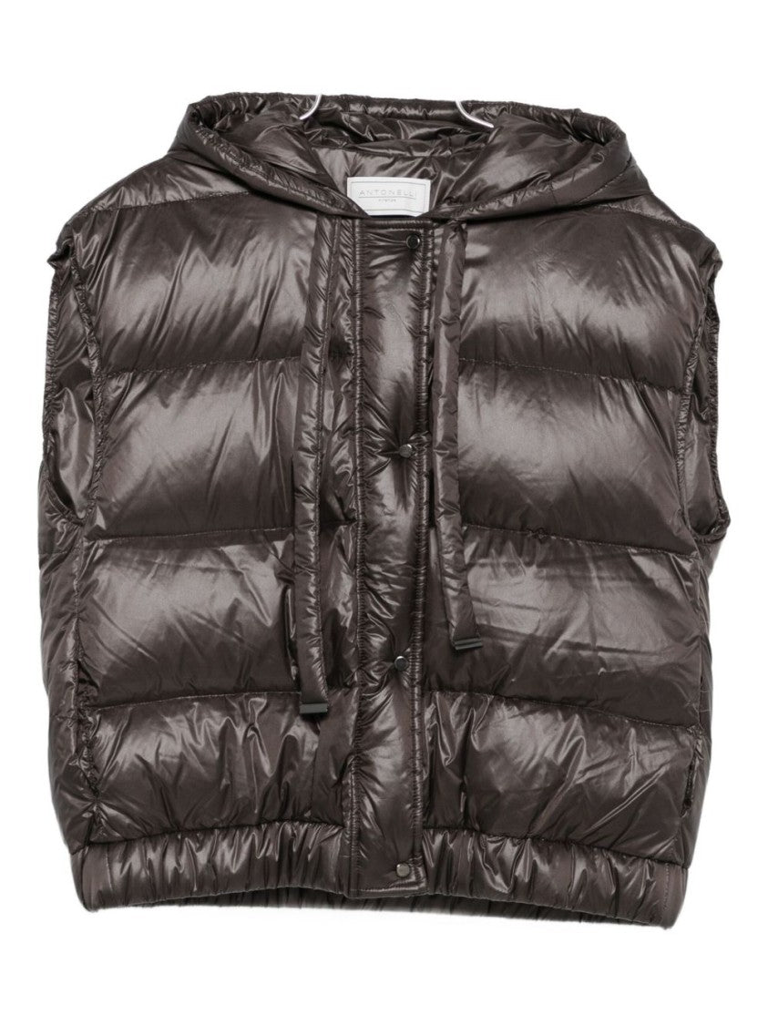 Antonelli Cropped Puffer Jacket With Quilted Design And Adjustable Hood