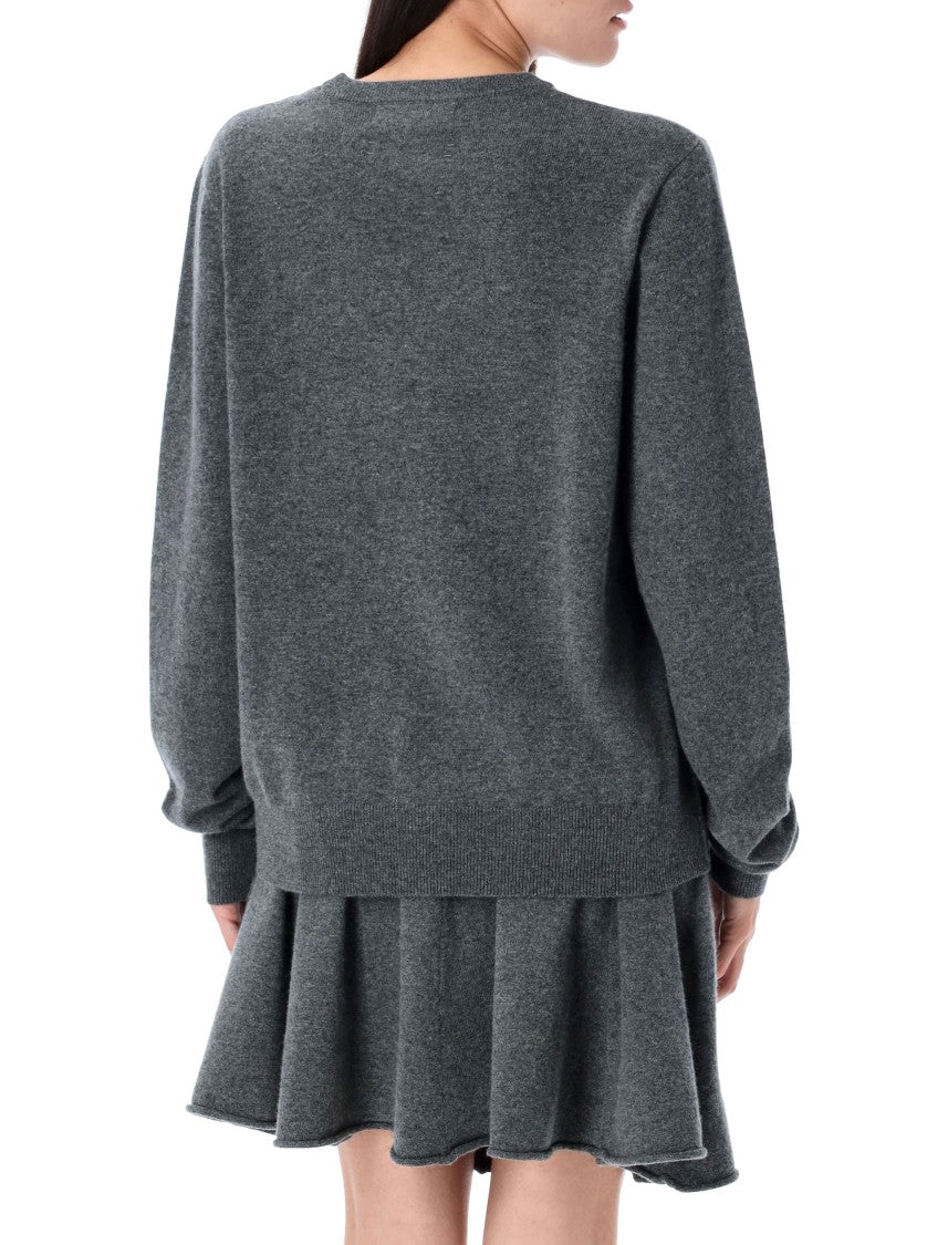 Extreme Cashmere Long-Sleeved Crew Neck Pullover Sweater In Dark Grey
