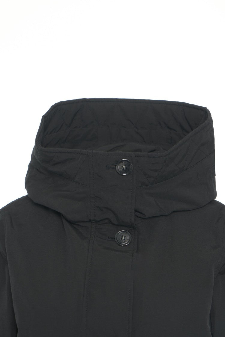 Woolrich High-Collar Jacket With Hood And Button Closure