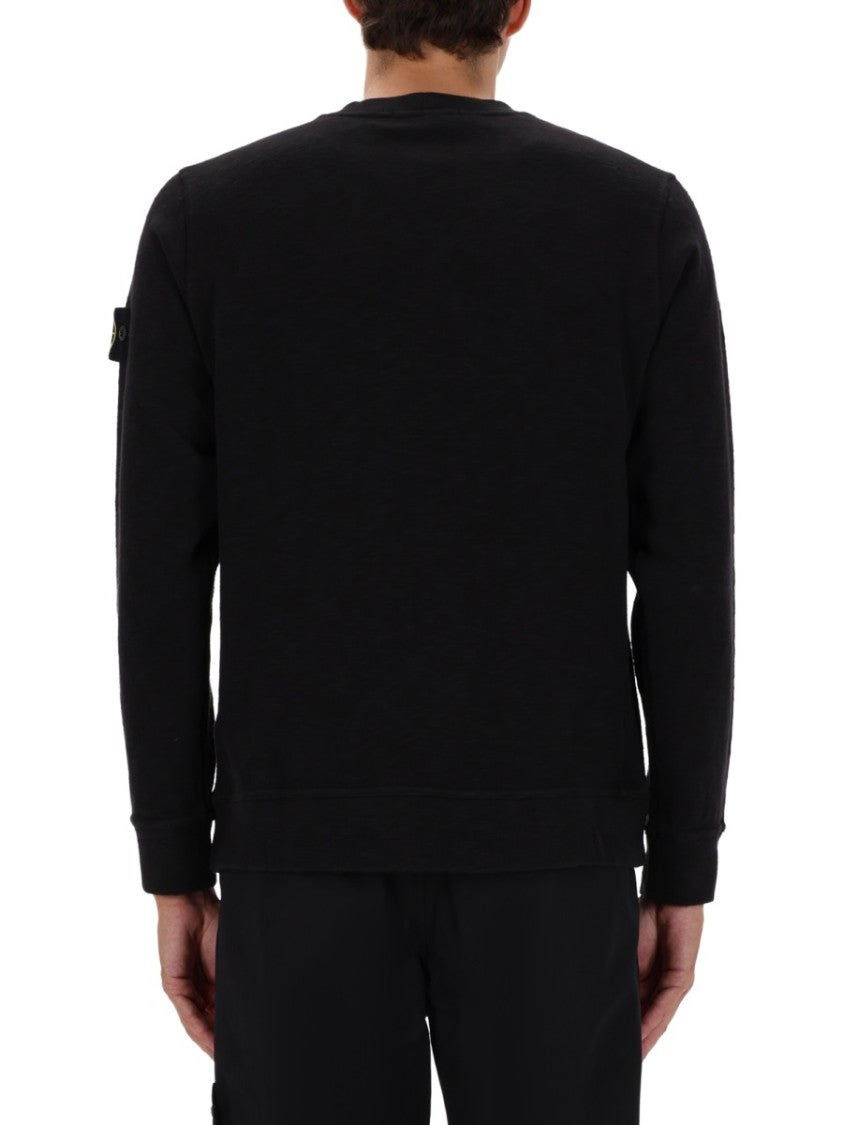 Stone Island Relaxed Fit Black Cotton Sweatshirt