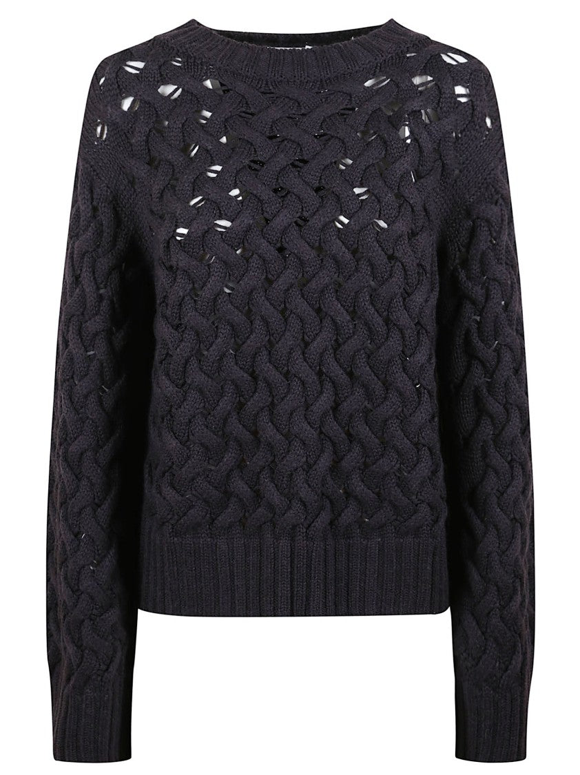 P.A.R.O.S.H. Braided Knit Wool Sweater With Crewneck And Ribbed Details