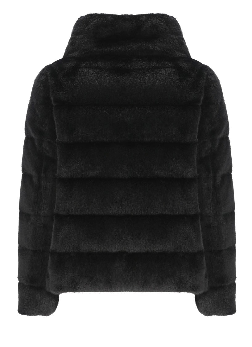 Herno Black Faux Fur Quilted Down Jacket