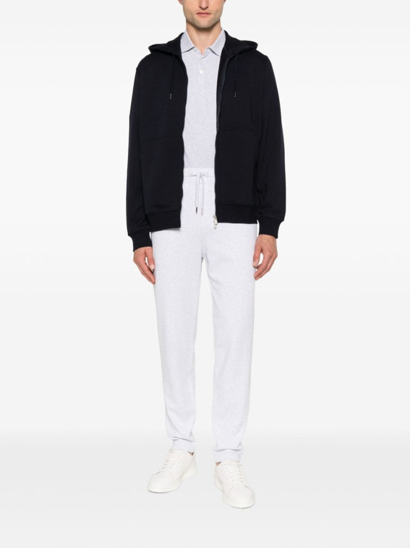 Brunello Cucinelli Black Cotton Sweatshirt With Hood And Zip Closure