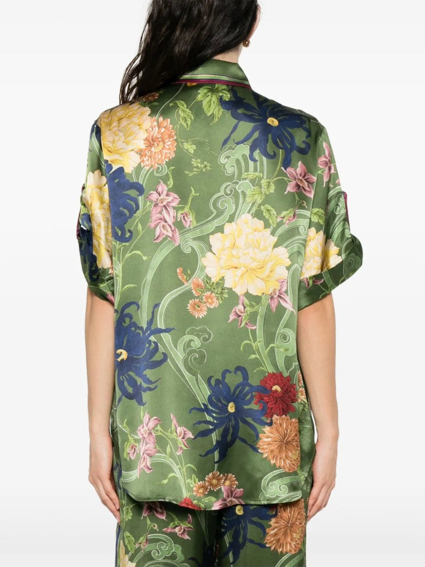 Alemais Grass Green Silk Shirt