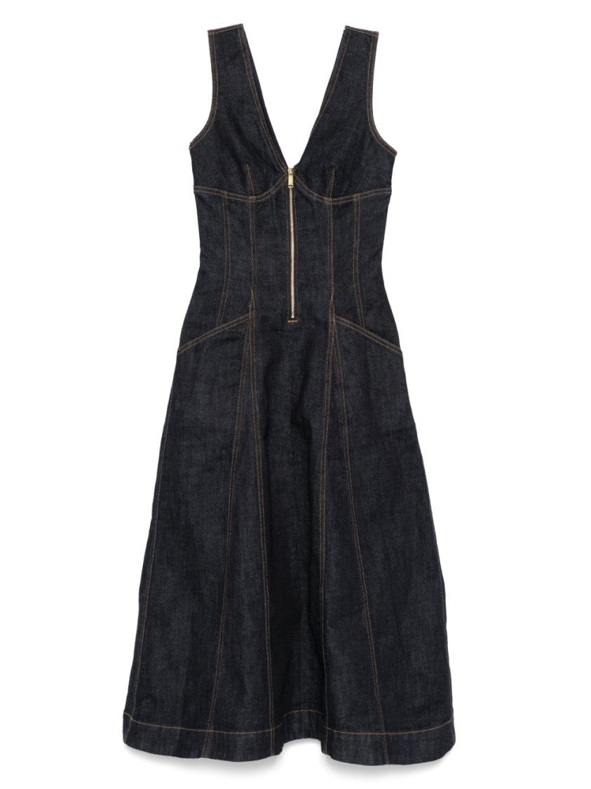 Self-Portrait Navy Blue Flared Dress