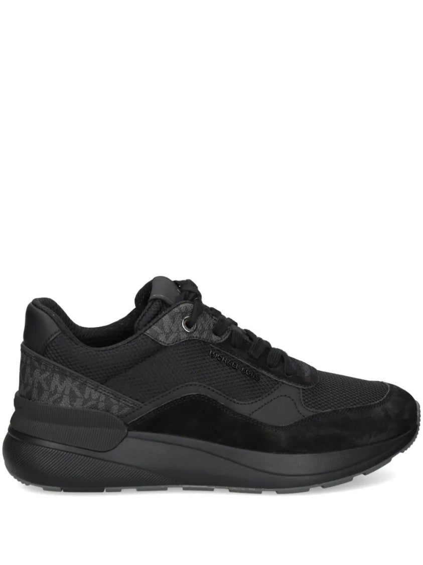Michael Kors Textured Leather And Mesh Trainers