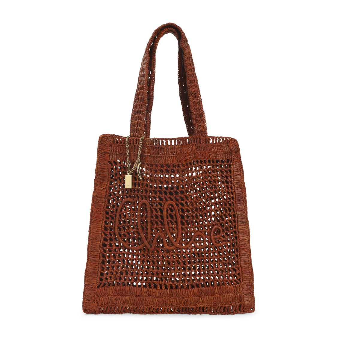 Chloé Clay Brown Raffia Tote Bag