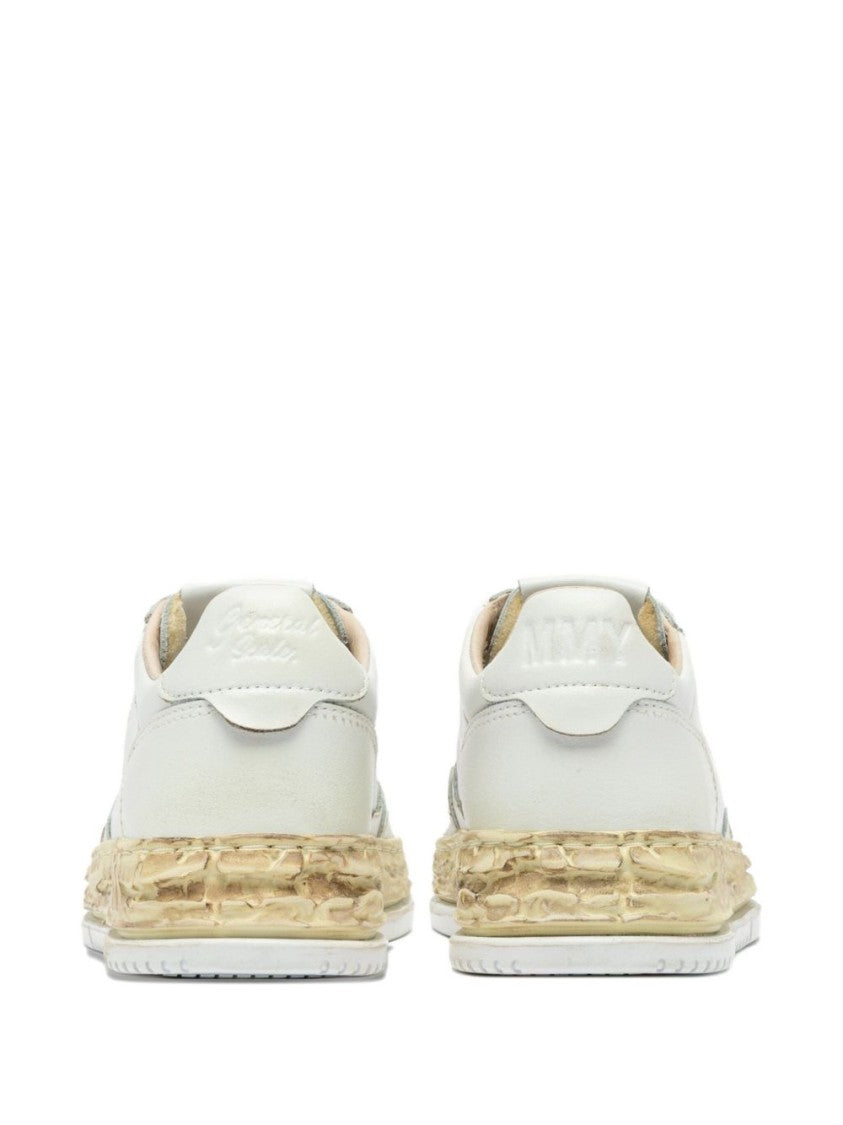 Autry X Maison Mihara Yasuhiro Low-Top White Leather Sneakers With Perforated Detailing