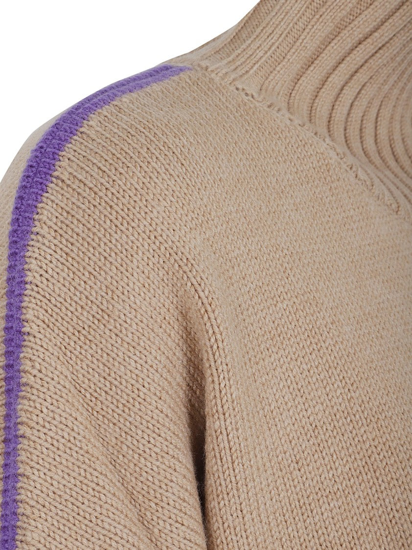 Pinko Cropped Wool Sweater With High Turtleneck