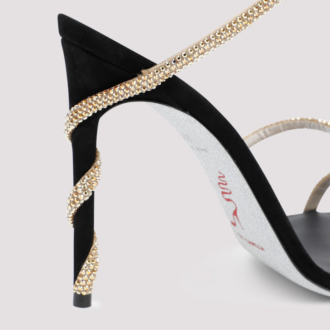 René Caovilla Golden Margot Crystal-Embellished Spiral Sandals