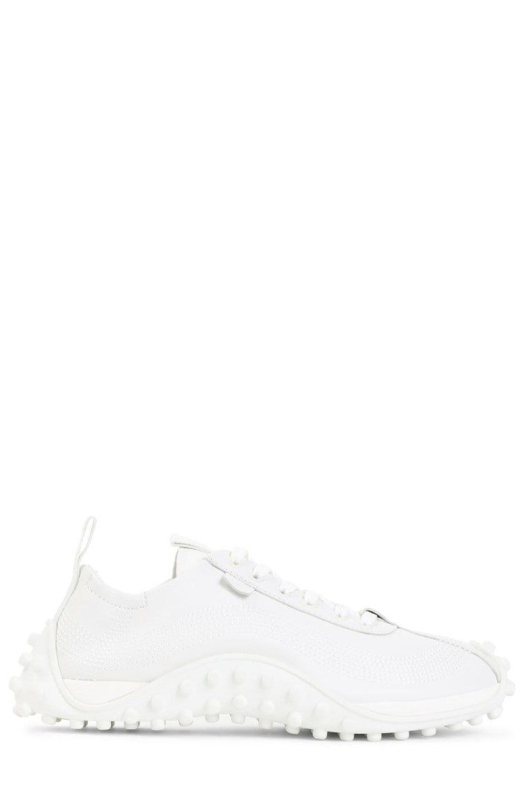 Ami White Leather Low-Top Sneakers With Lace-Up Design