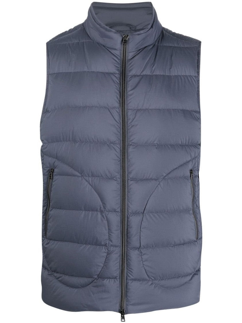 Herno Quilted Woven Vest With Stand-Up Collar And Zippered Pockets