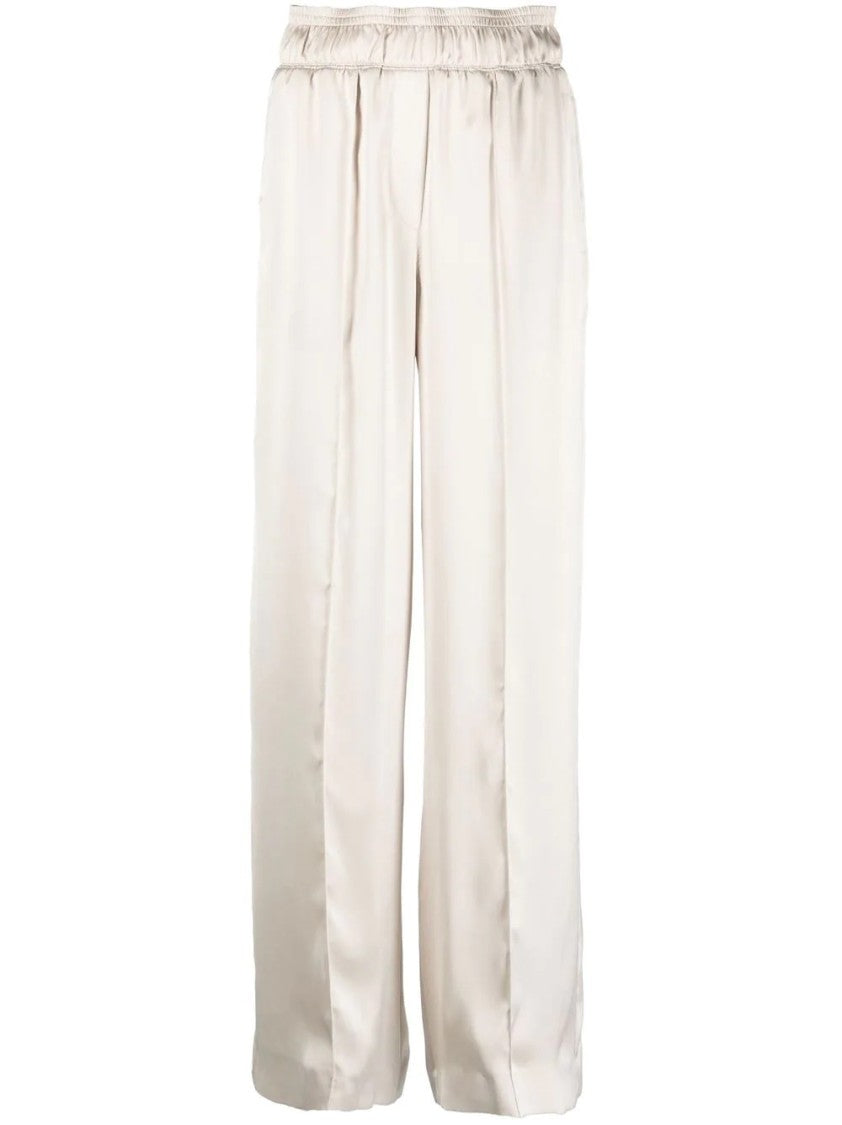 Brunello Cucinelli Ivory Wide-Leg Trousers