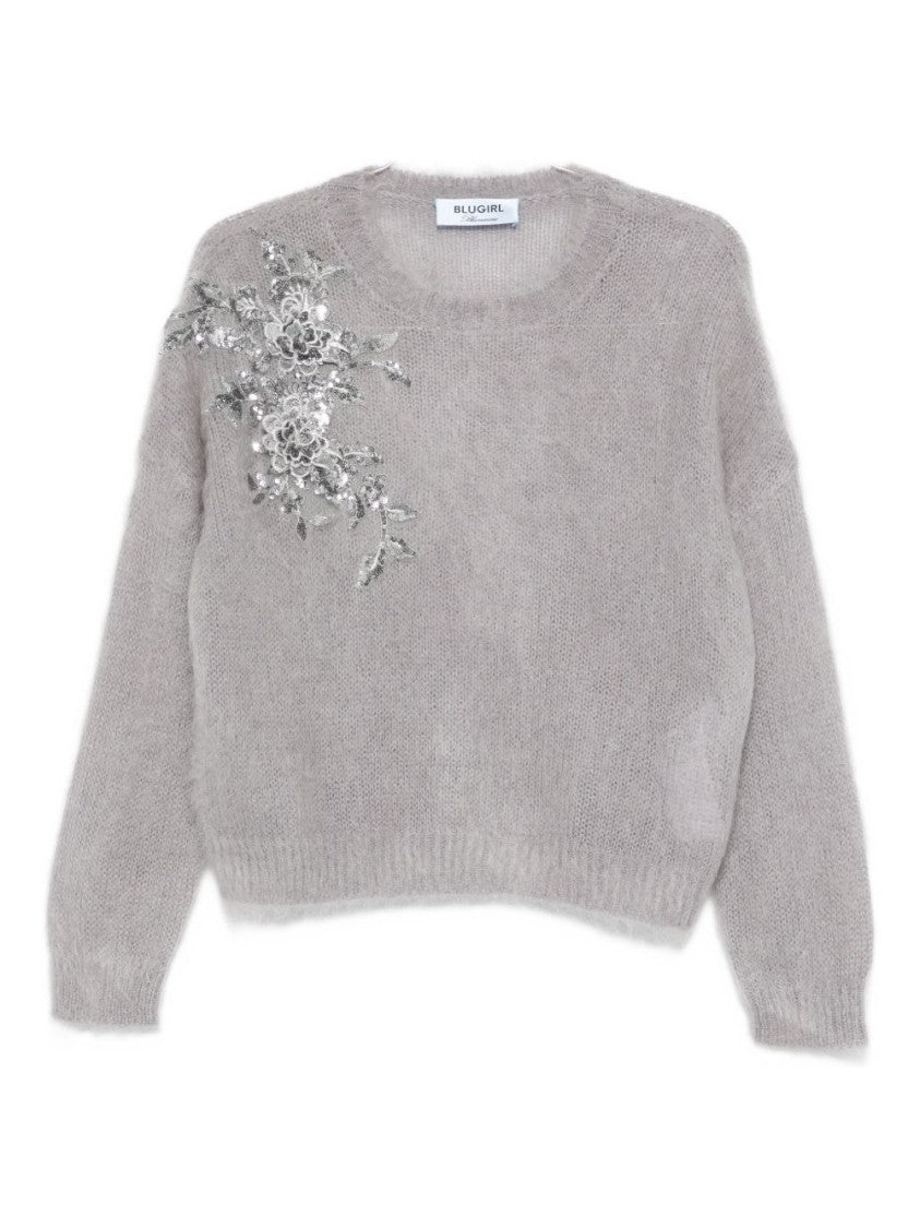 Blugirl Classic Knit Sweater With Versatile Grey Shade