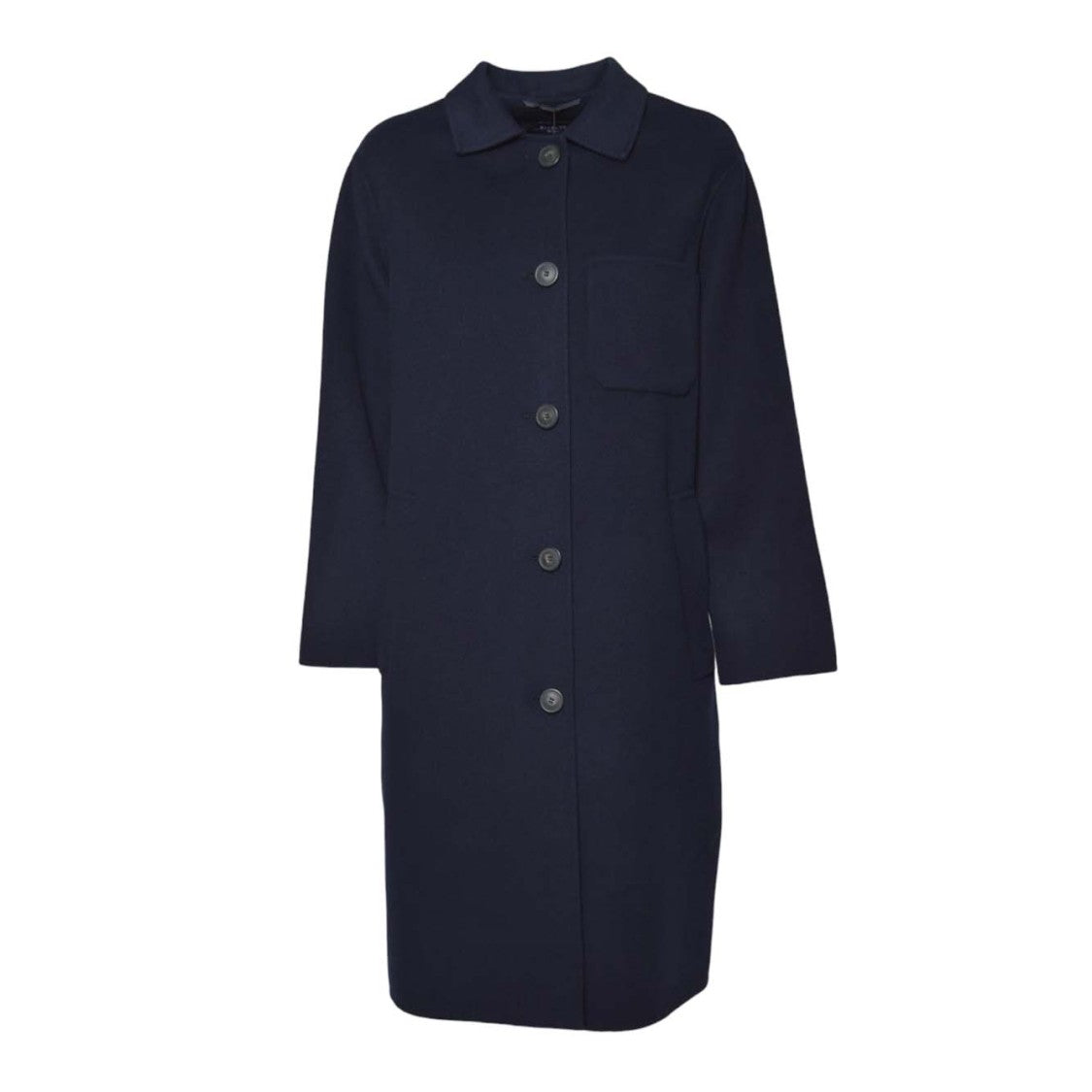 Max Mara Classic Black Long Coat With Button-Down Front