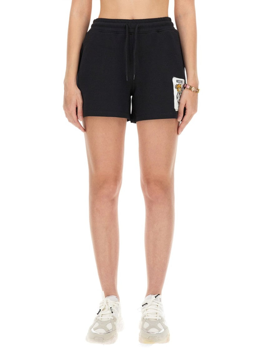 Moschino Cotton Sweatshirt Shorts With Playful Graphic