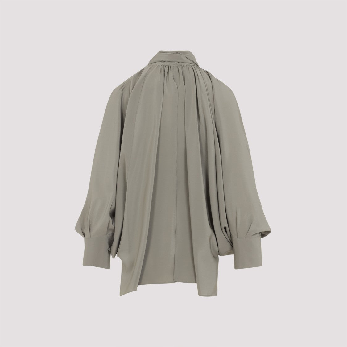 Max Mara Green Silk Shirt With Tie Neckline And Buttoned Cuffs