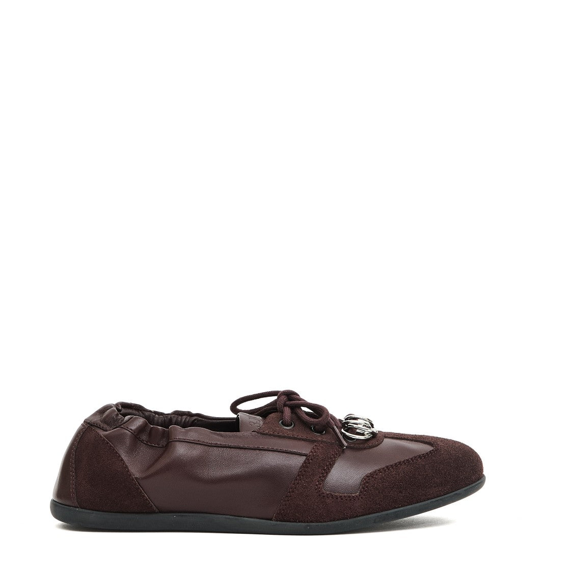 3Juin Bordeaux Leather Sneakers With Metallic Detail And Snug Fit