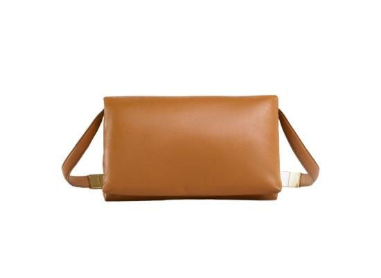 Marni Rectangular Crossbody Bag In Smooth Leather With Gold-Tone Accents