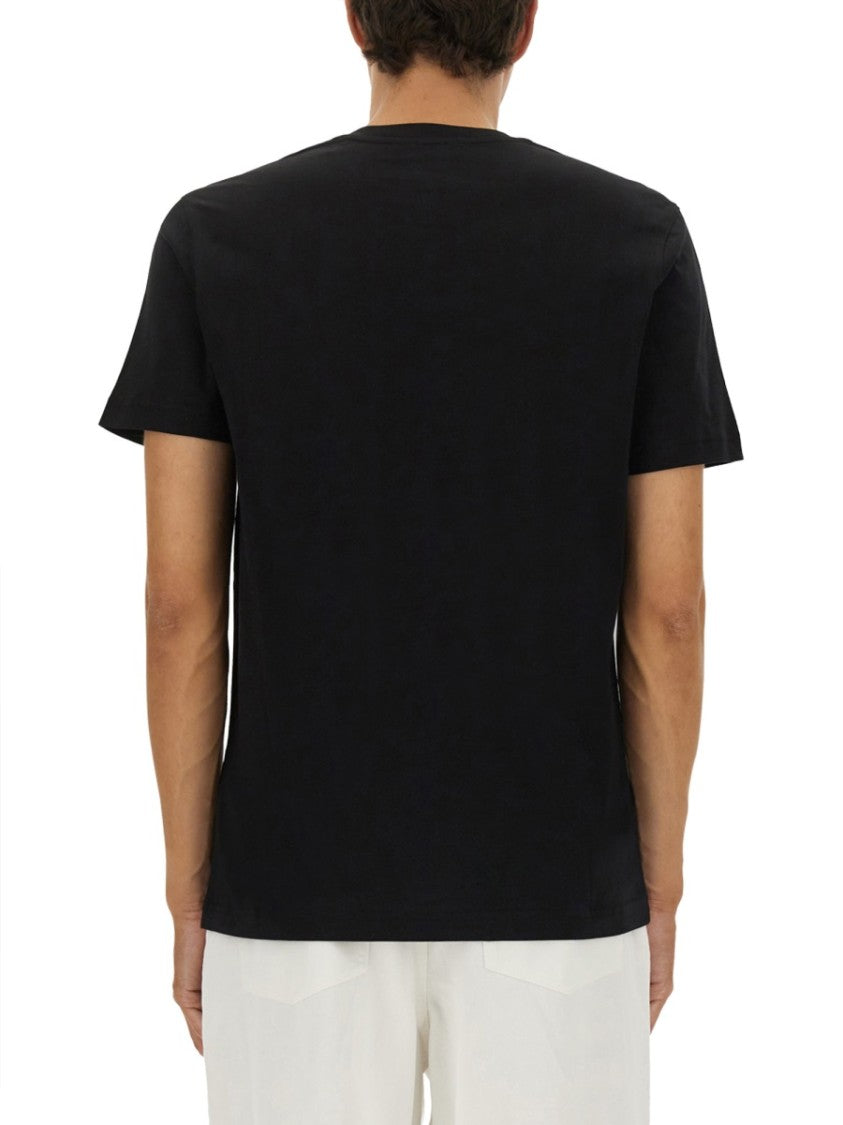 Moschino Logo Ribbon Pocket T-Shirt In Black Cotton