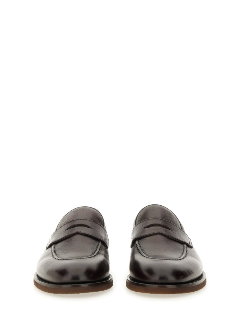 Brunello Cucinelli Polished Black Leather Loafers