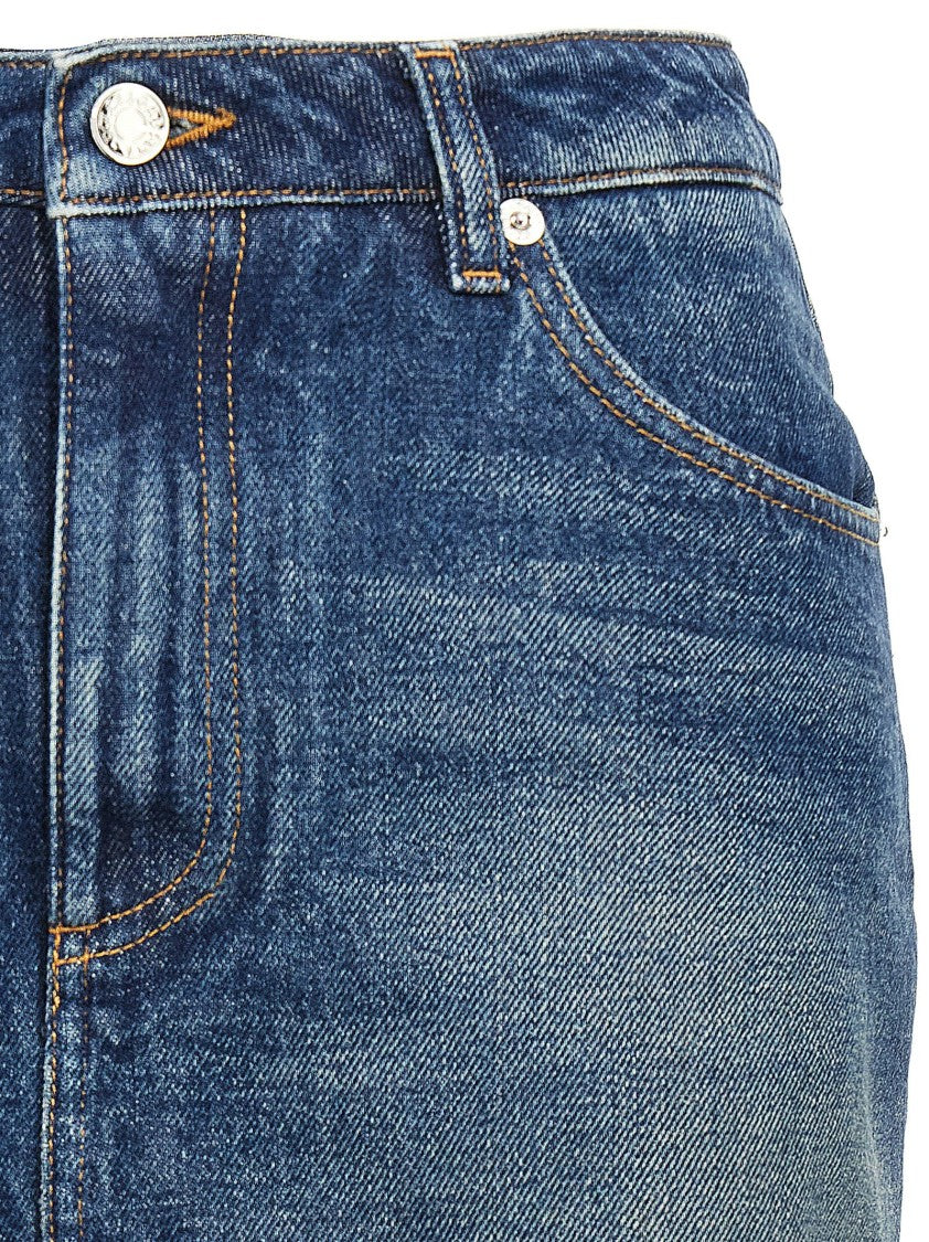 Dolce & Gabbana Fringed Hem Denim Mini Skirt