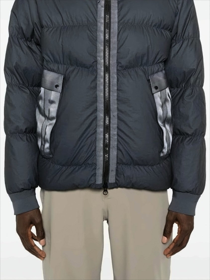 C.P. Company Quilted Black Down Jacket With Adjustable Hood And Ribbed Cuffs