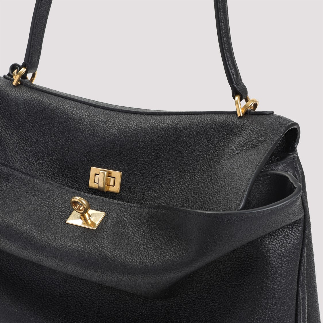 Balenciaga Grained Leather Shoulder Bag With Structured Silhouette