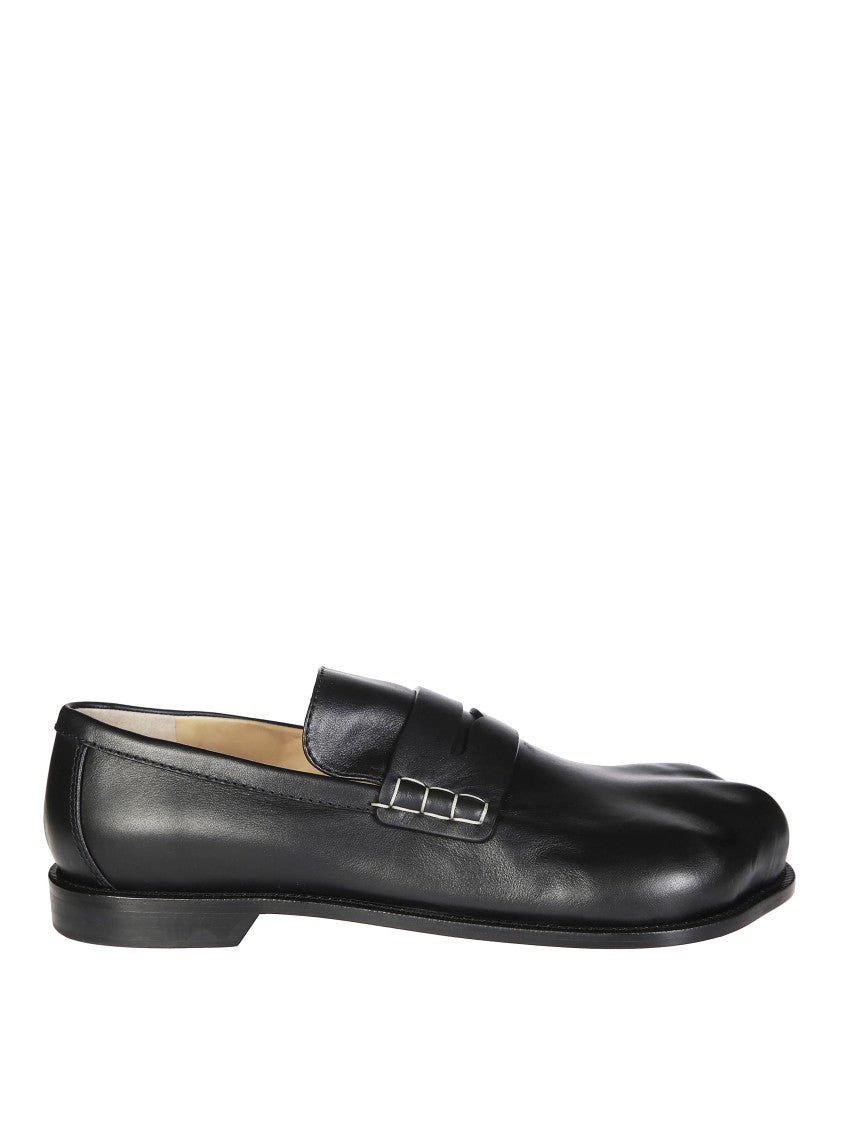 J. W. Anderson Polished Black Leather Moccasin With Silver Accents