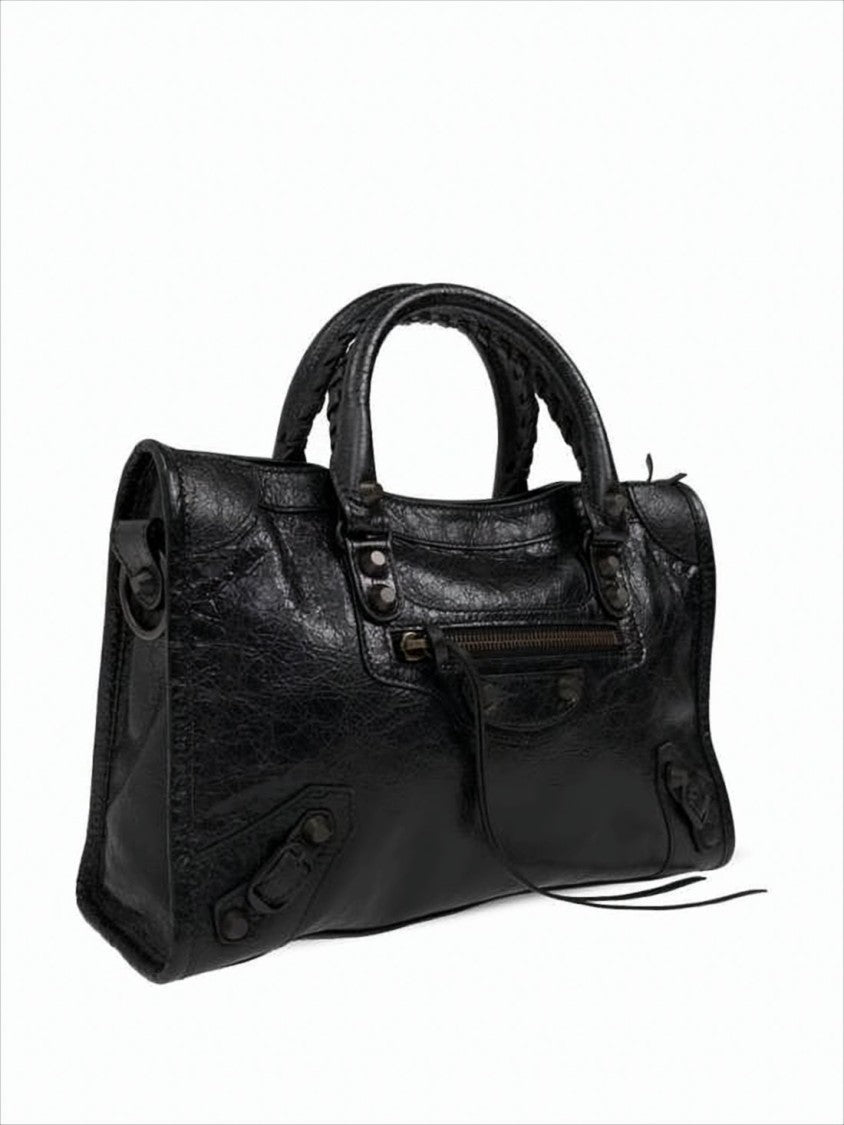 Balenciaga Textured Leather Shoulder Bag With Adjustable Strap And Edgy Accents