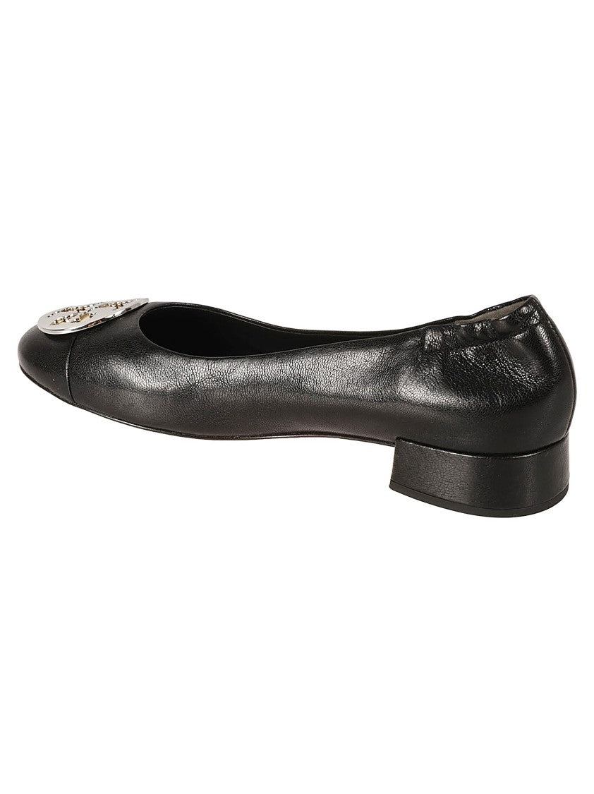Tory Burch Caprine Leather Flat Shoes With Logo Embellishment