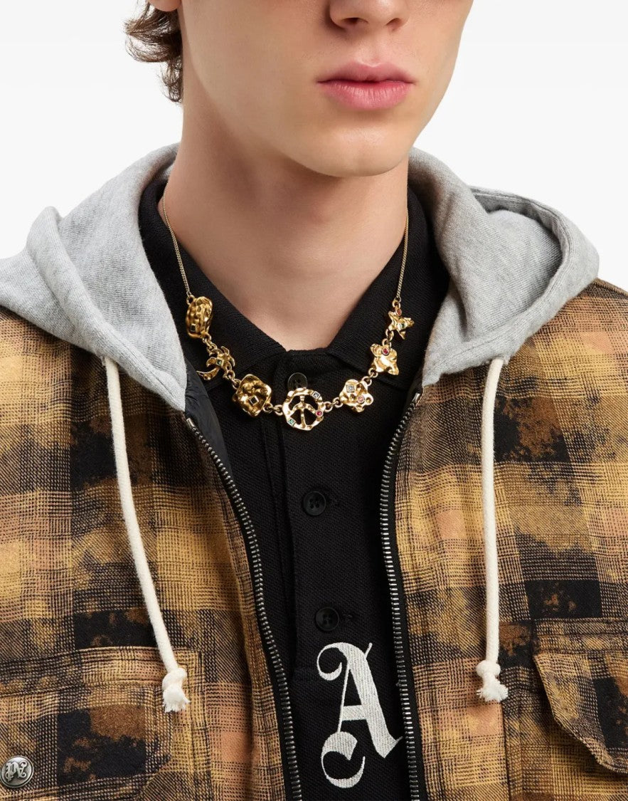 Palm Angels Curved Logo Check Overshirt Jacket