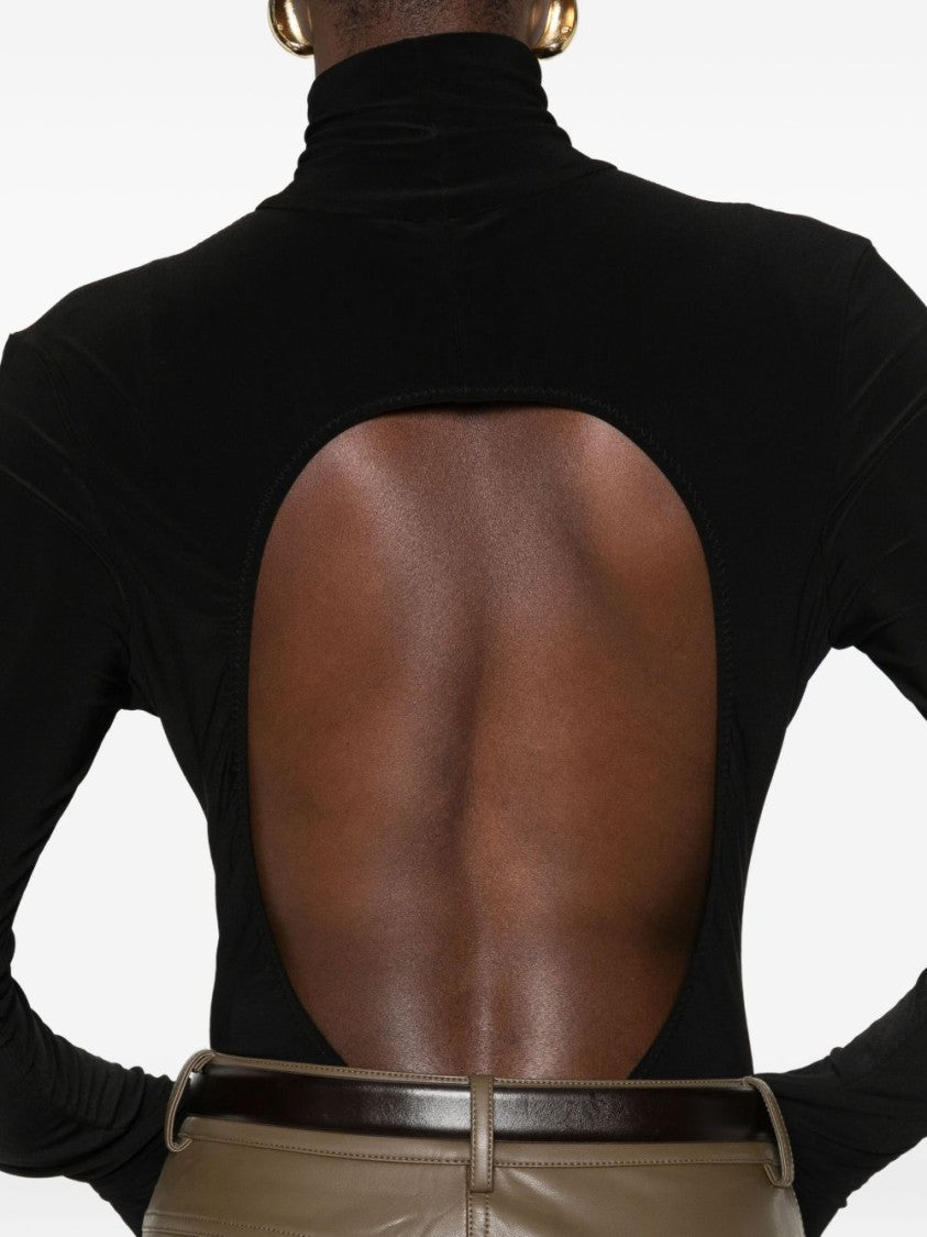 Norma Kamali Fitted Long-Sleeve Top With High Neckline