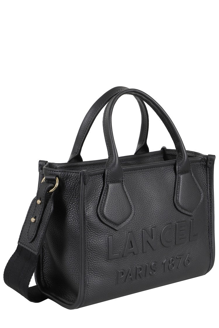Lancel Textured Rectangular Handbag With Embossed Logo