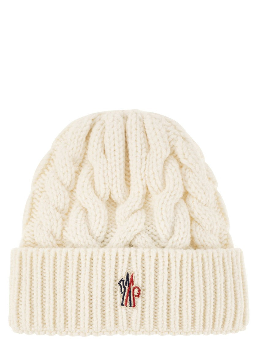 Moncler Grenoble Cable Knit Wool Cap With Ribbed Cuff