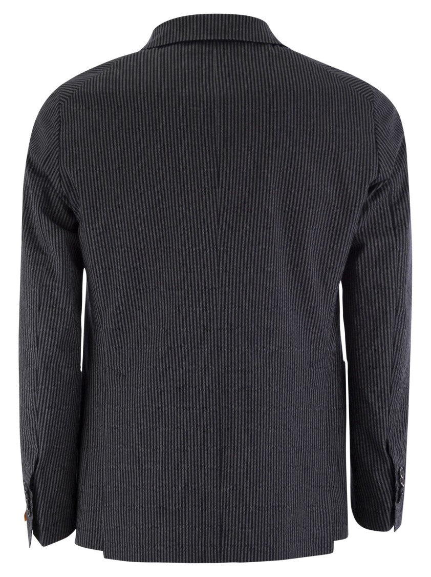 Tagliatore Two-Button Pinstripe Jacket With Revered Collar