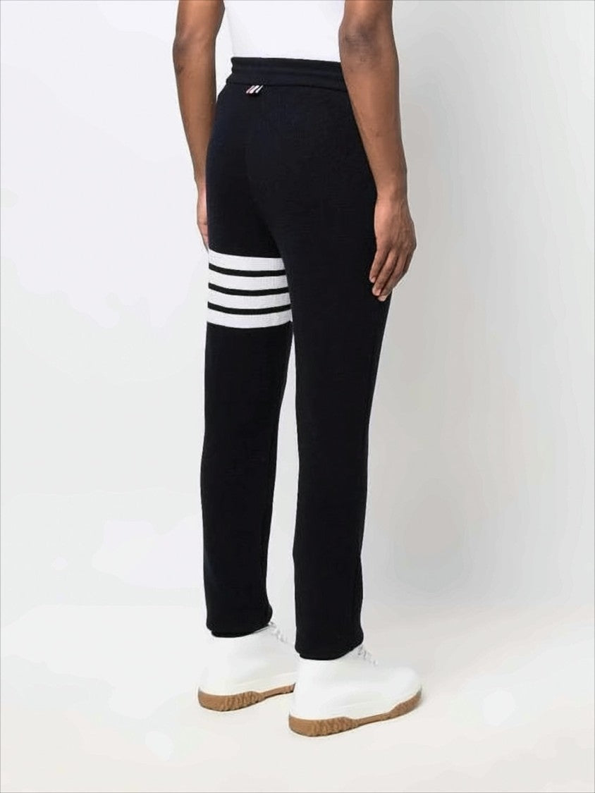 Thom Browne Textured Knit Jogger Pants With Striking Contrast Stripes