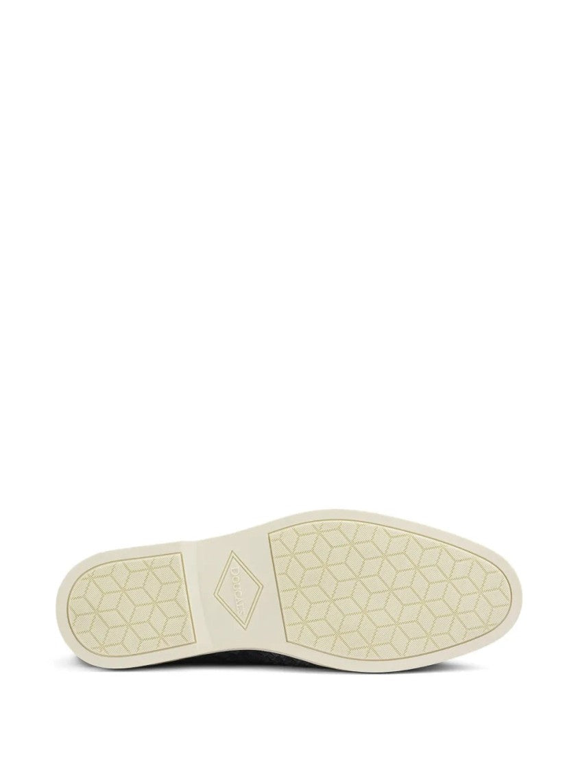 Doucal's Woven Textured Blue Loafers In Cow Leather