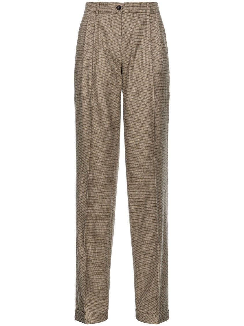 Pinko High-Waisted Check Pattern Trousers With Tailored Silhouette