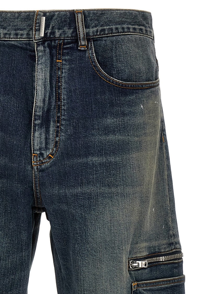 Givenchy Blue Cargo Denim Jeans With Zipped Pockets